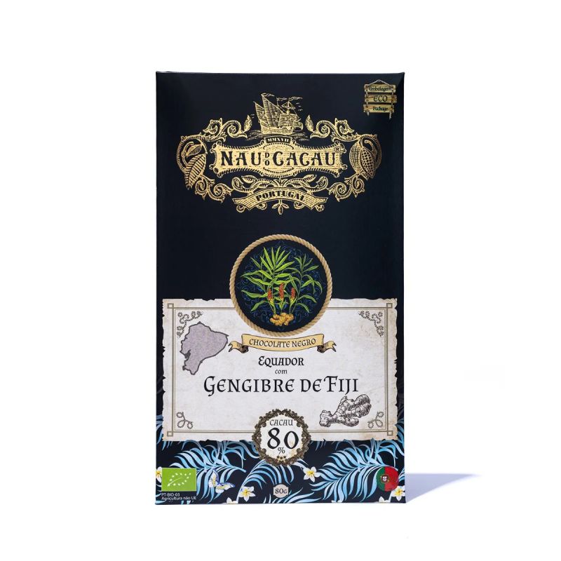 Tablete de Chocolate Negro do Equador com Gengibre de Fiji