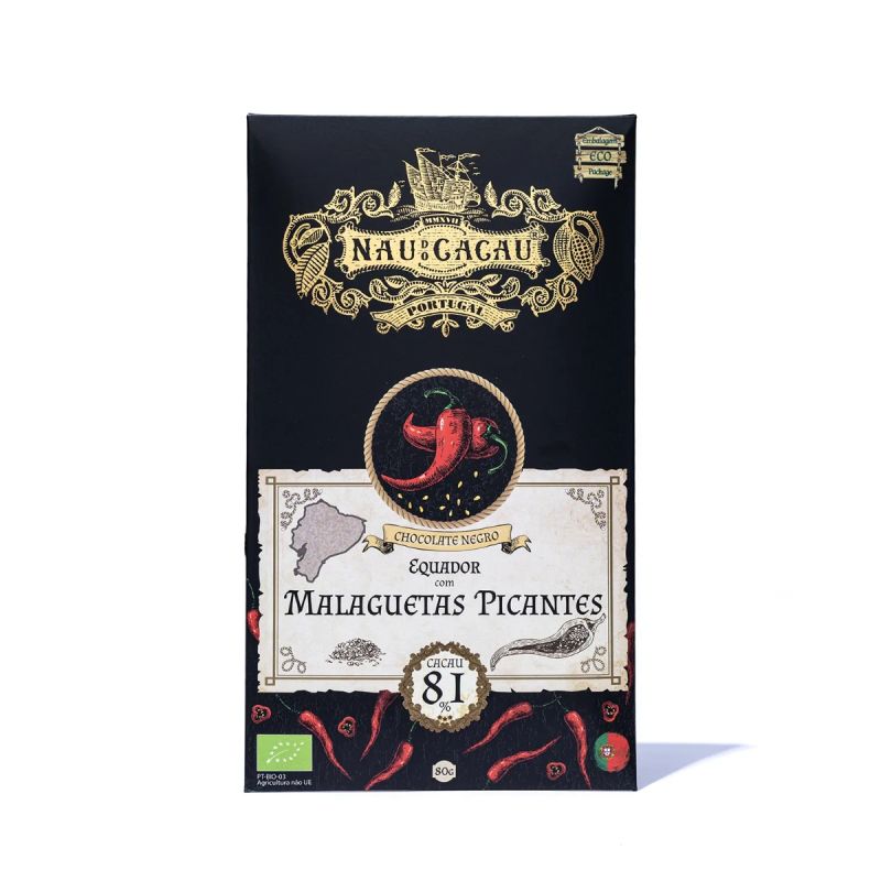 Tablete de Chocolate Negro do Equador com Malaguetas Picantes
