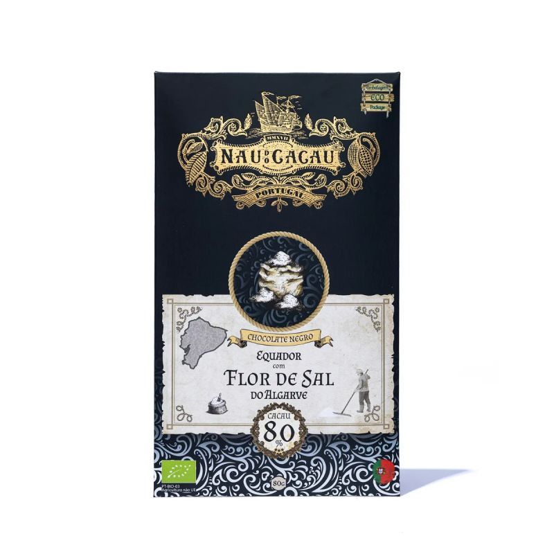 Tablete de Chocolate Negro do Equador com Flor de Sal do Algarve