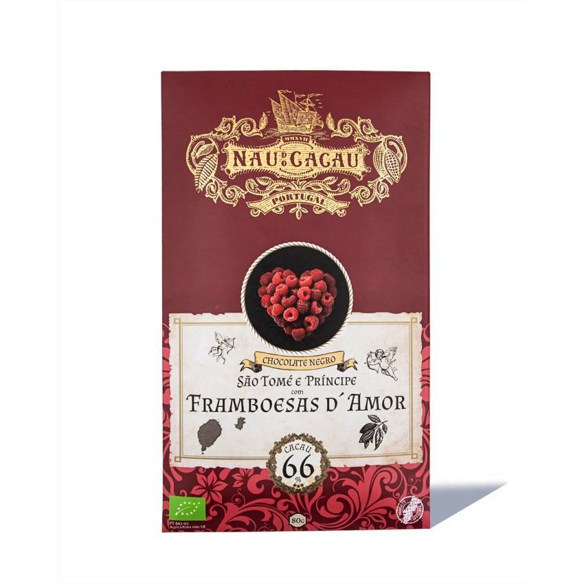 Tablete de Chocolate Negro São Tomé com Framboesas