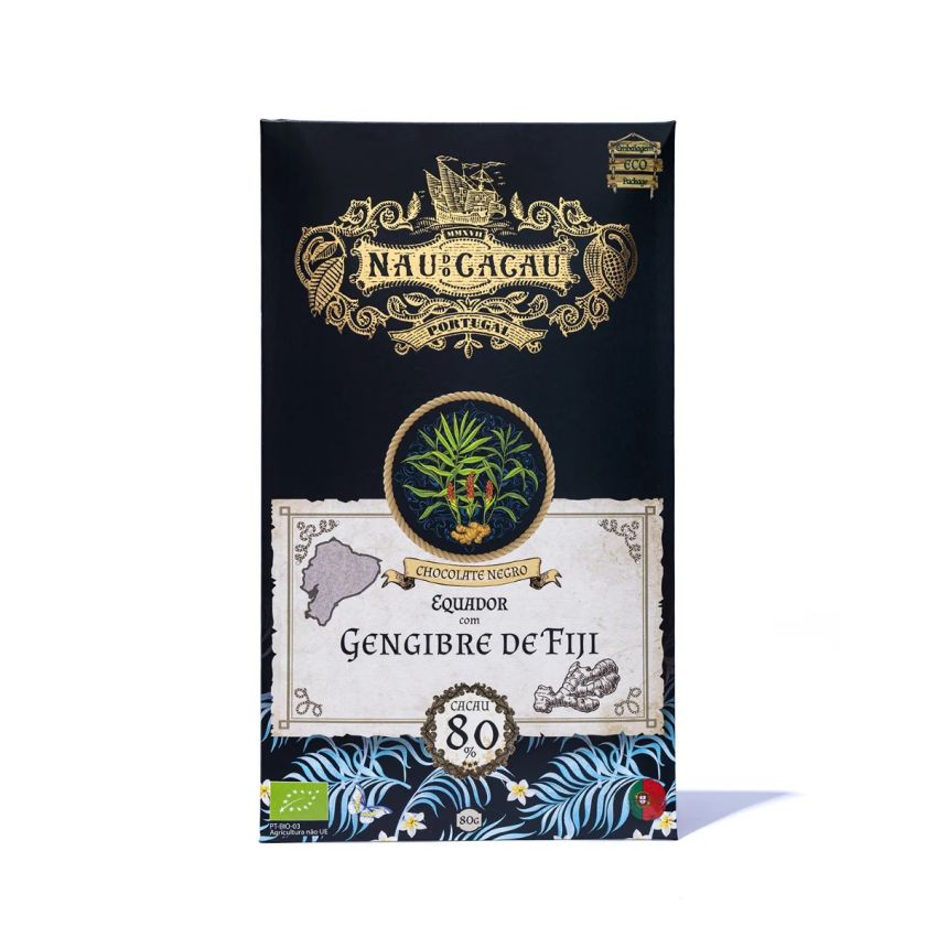 Tablete de Chocolate Negro do Equador com Gengibre de Fiji