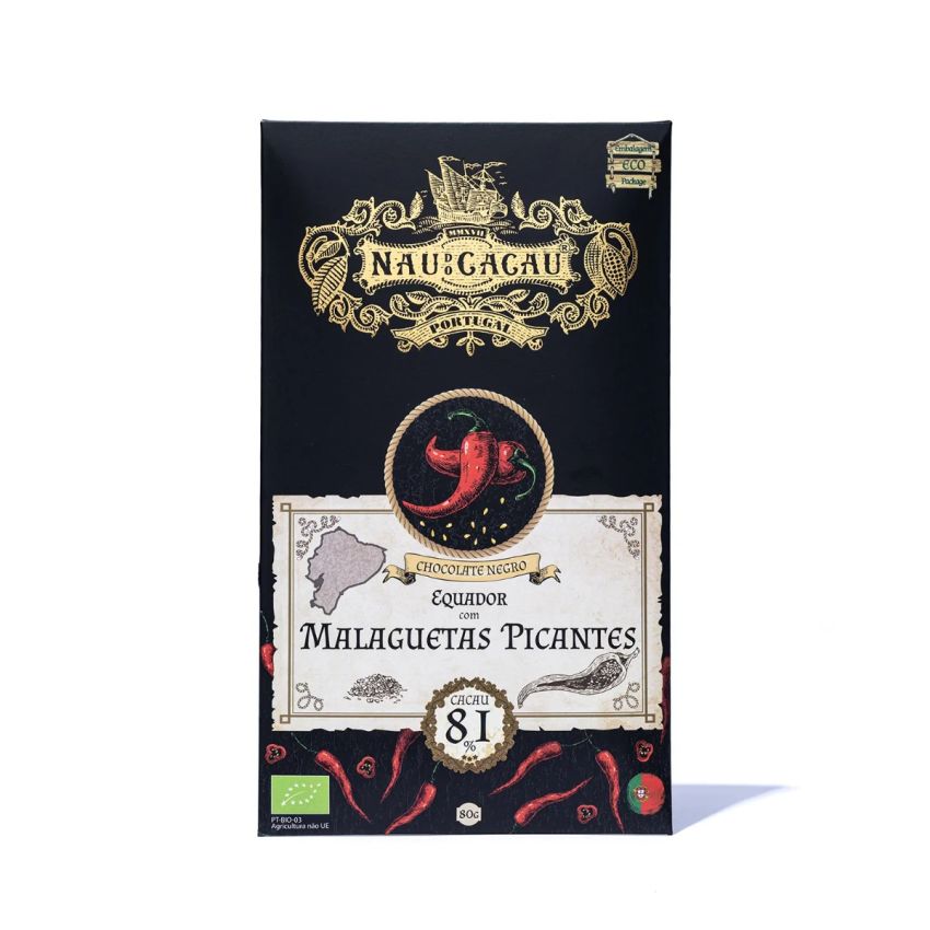 Tablete de Chocolate Negro do Equador com Malaguetas Picantes
